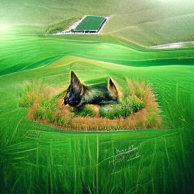 German Shepherd Soul in Hyperrealistic Green Field