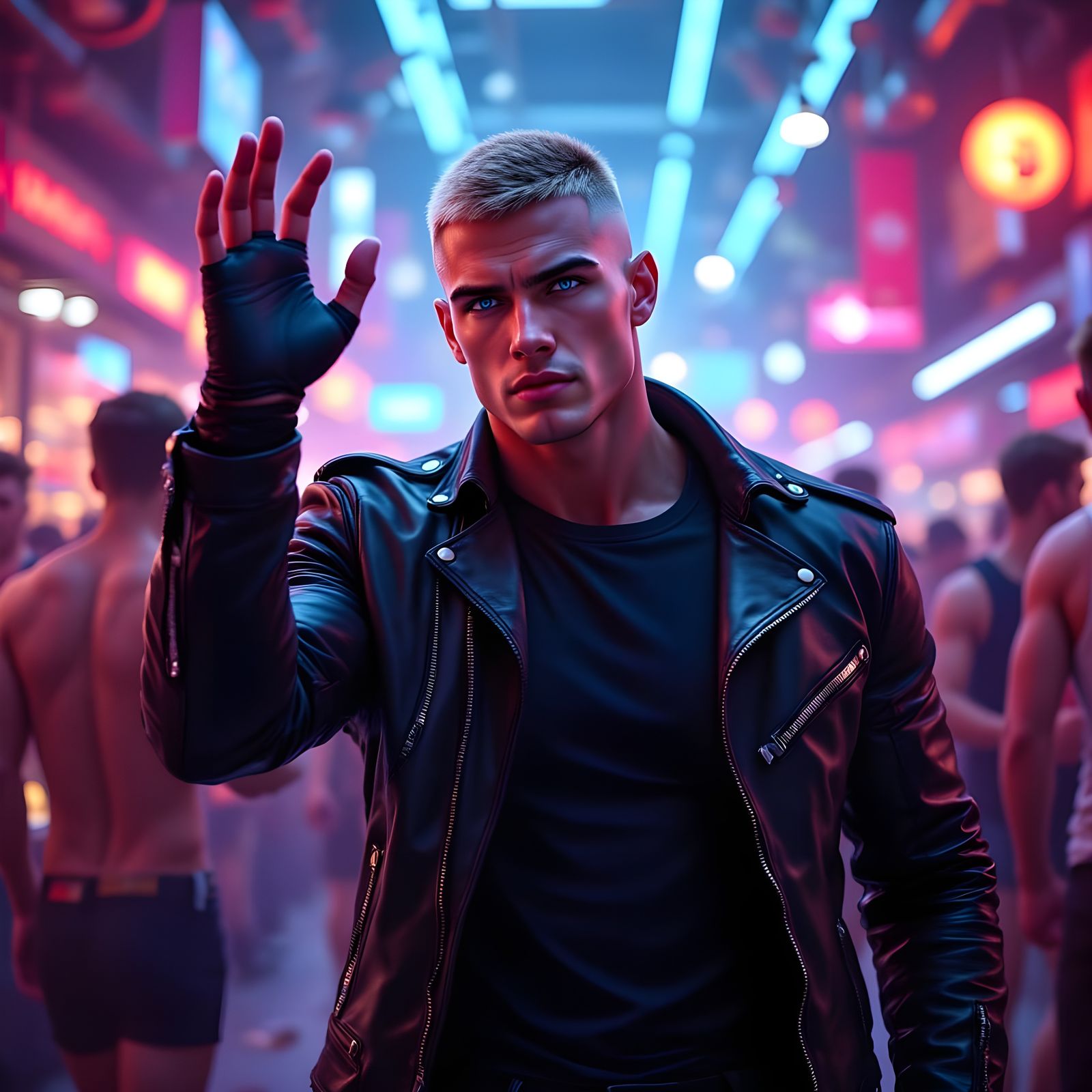 Nightclub Beckoning in 3D Anime Style