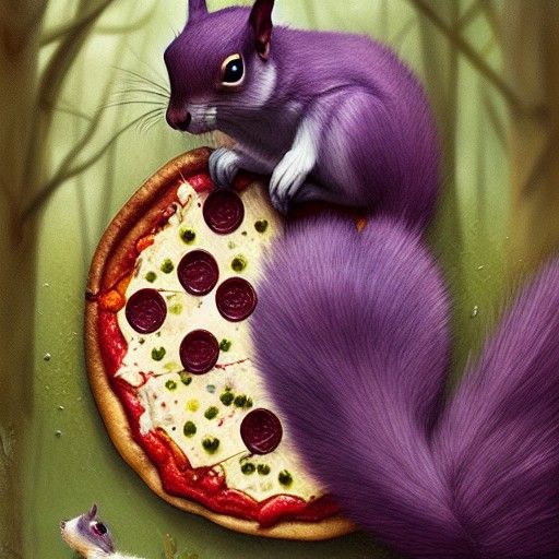 Purple Squirrel's Pizza Party in Greg Rutkowski Style