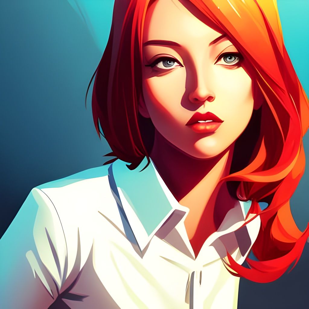 Detailed Portrait of Redhead in Comic Book Style