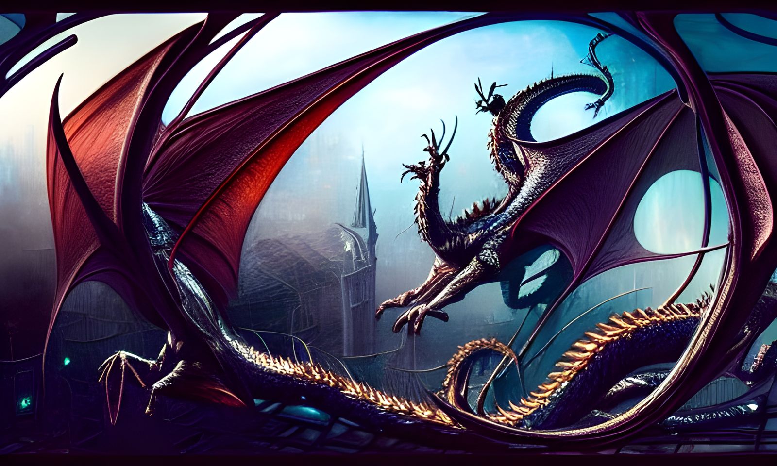 Dragons Bound by Magic in Diamond Cage