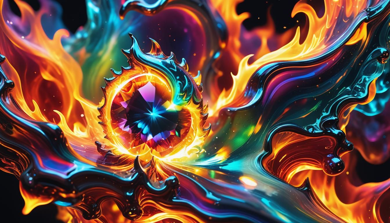 Fire Elemental Gemstone in Surreal Digital Art