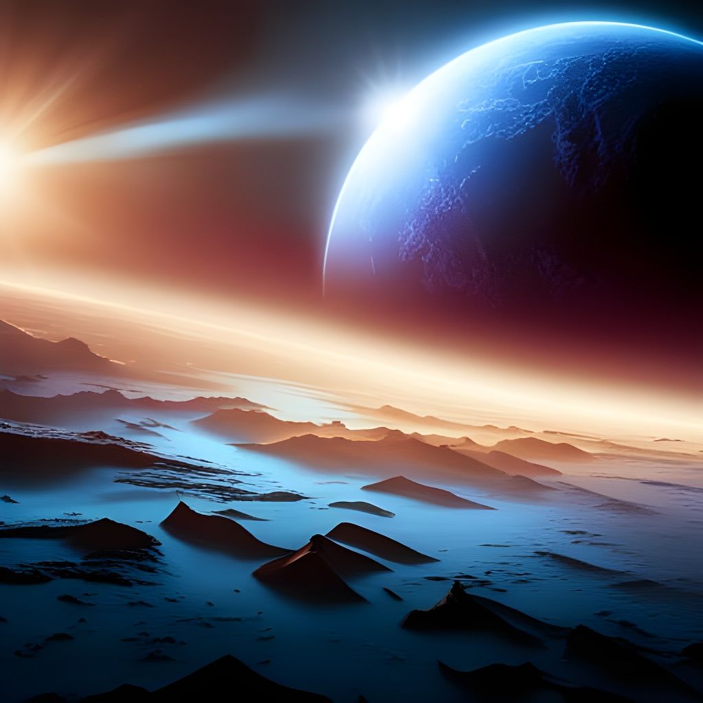 Surreal Dark Planet with Glowing Atmosphere in 3D