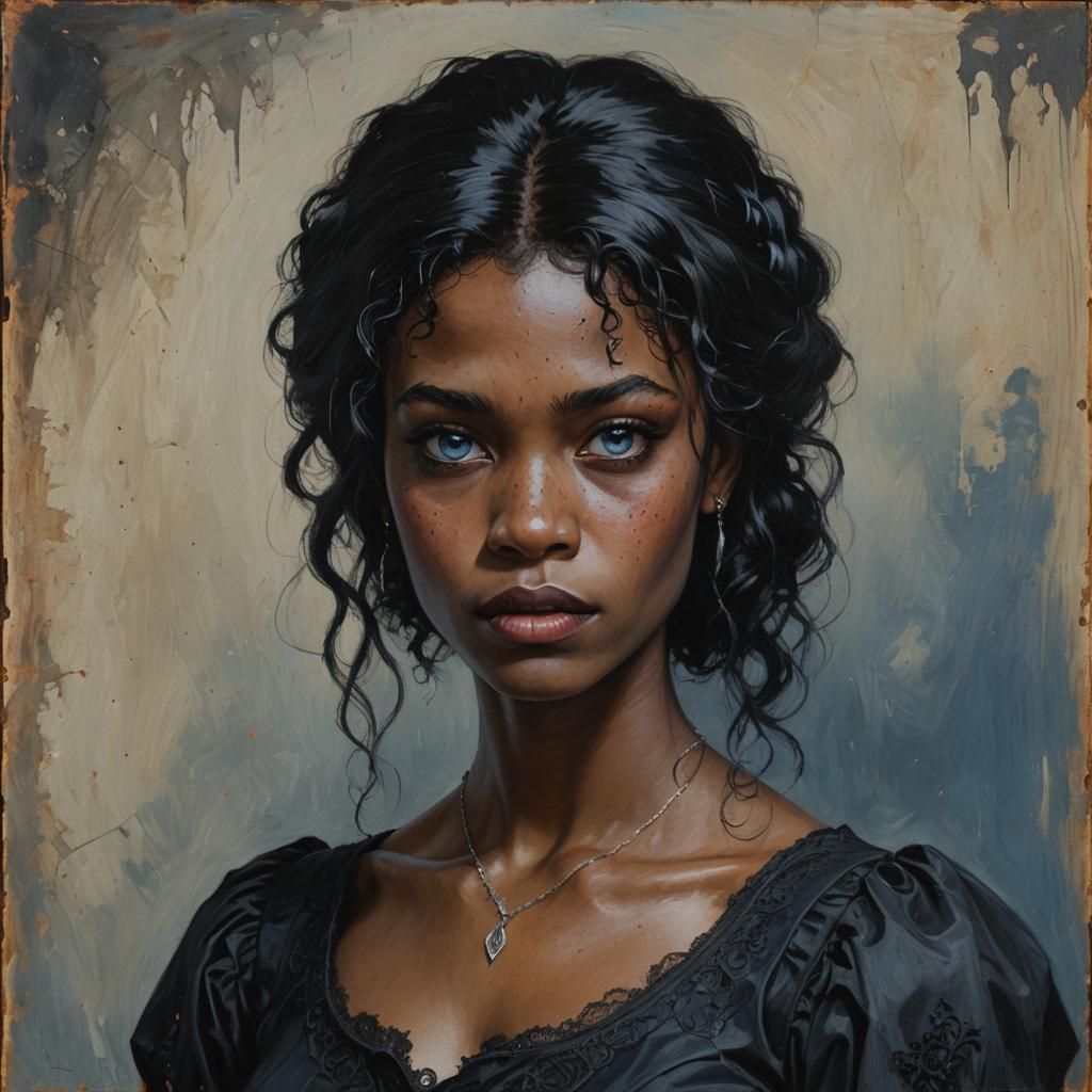 Gothic Vampire Woman in Oil Painting Style