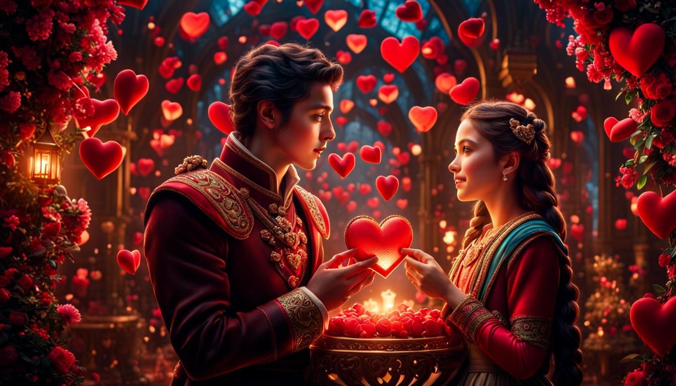 Characters Expressing Love and Joy in Hyperrealistic Detail