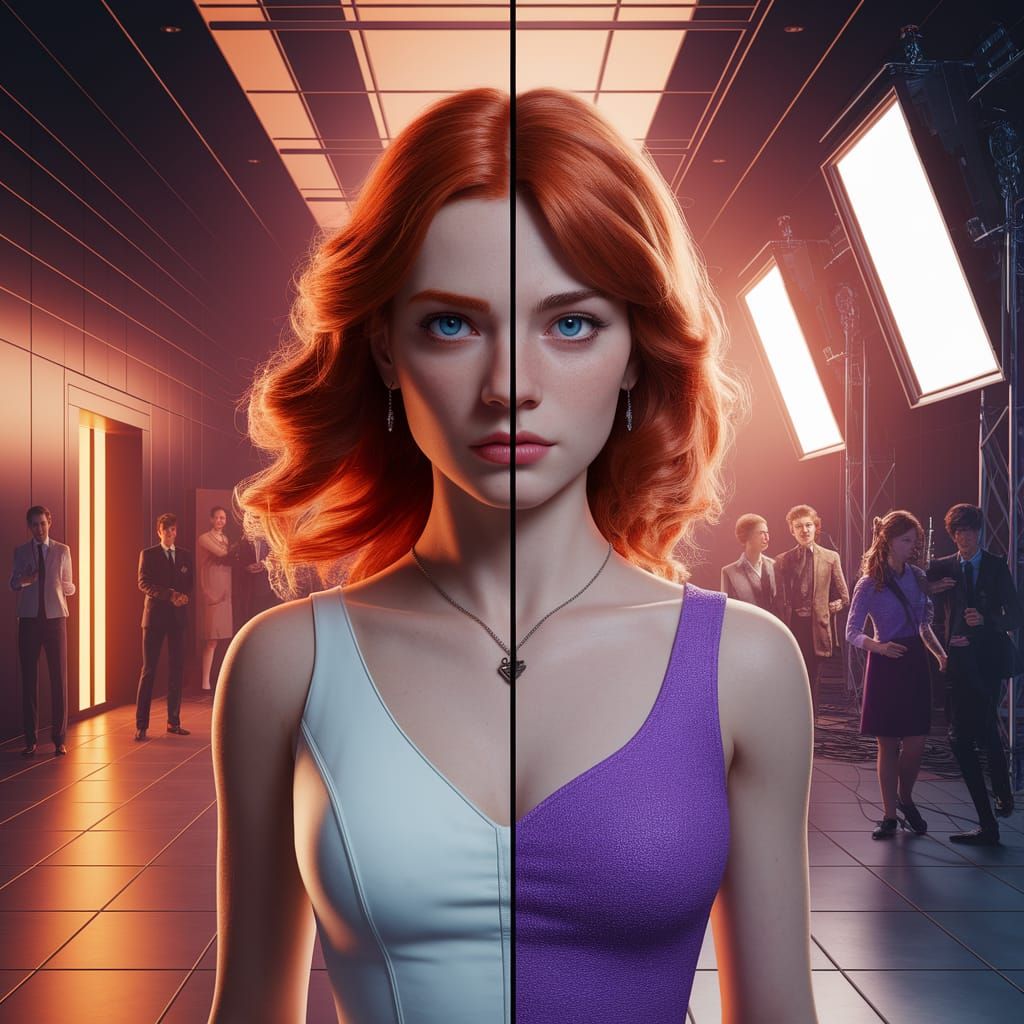 Dual Identity Portrait as Detailed Matte Painting