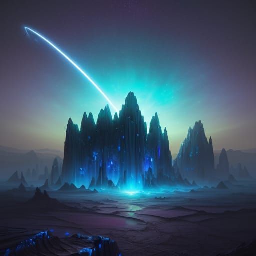 Vast Alien Desert Planet with Crystalline Formations