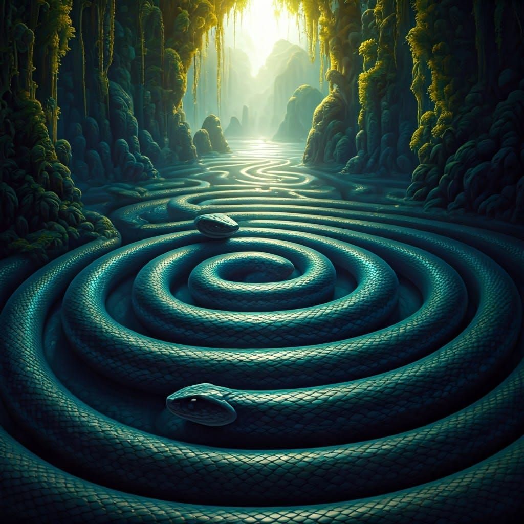 Mesmerizing Snake Labyrinth in Mystical Environment