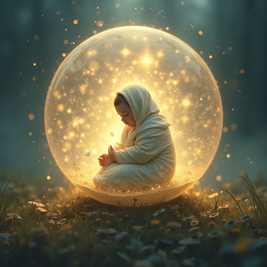 Glowing Orb Dreamscape with Stardust and Nordic Colors