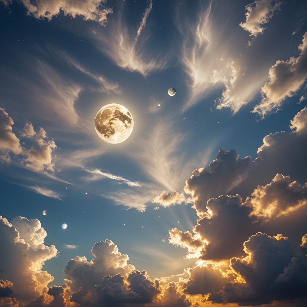 Heavenly Moon and Stars in Divine Light