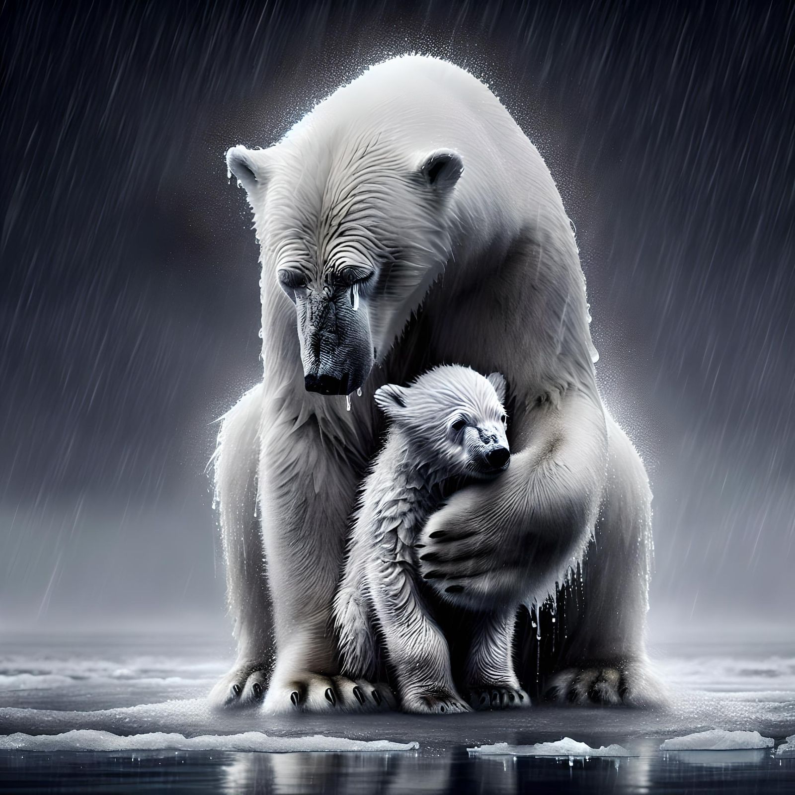 Heartbreaking Polar Bear Scene on Melting Ice