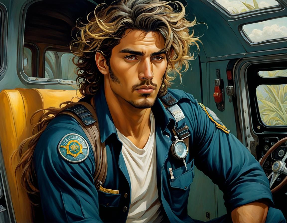 Paramedic in His Emergency Vehicle