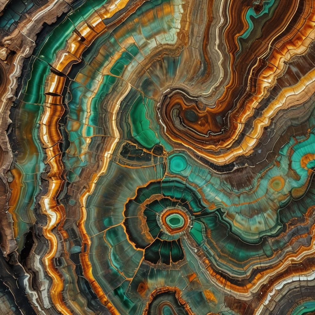 Macro Photo of Petrified Wood with Iridescent Colors