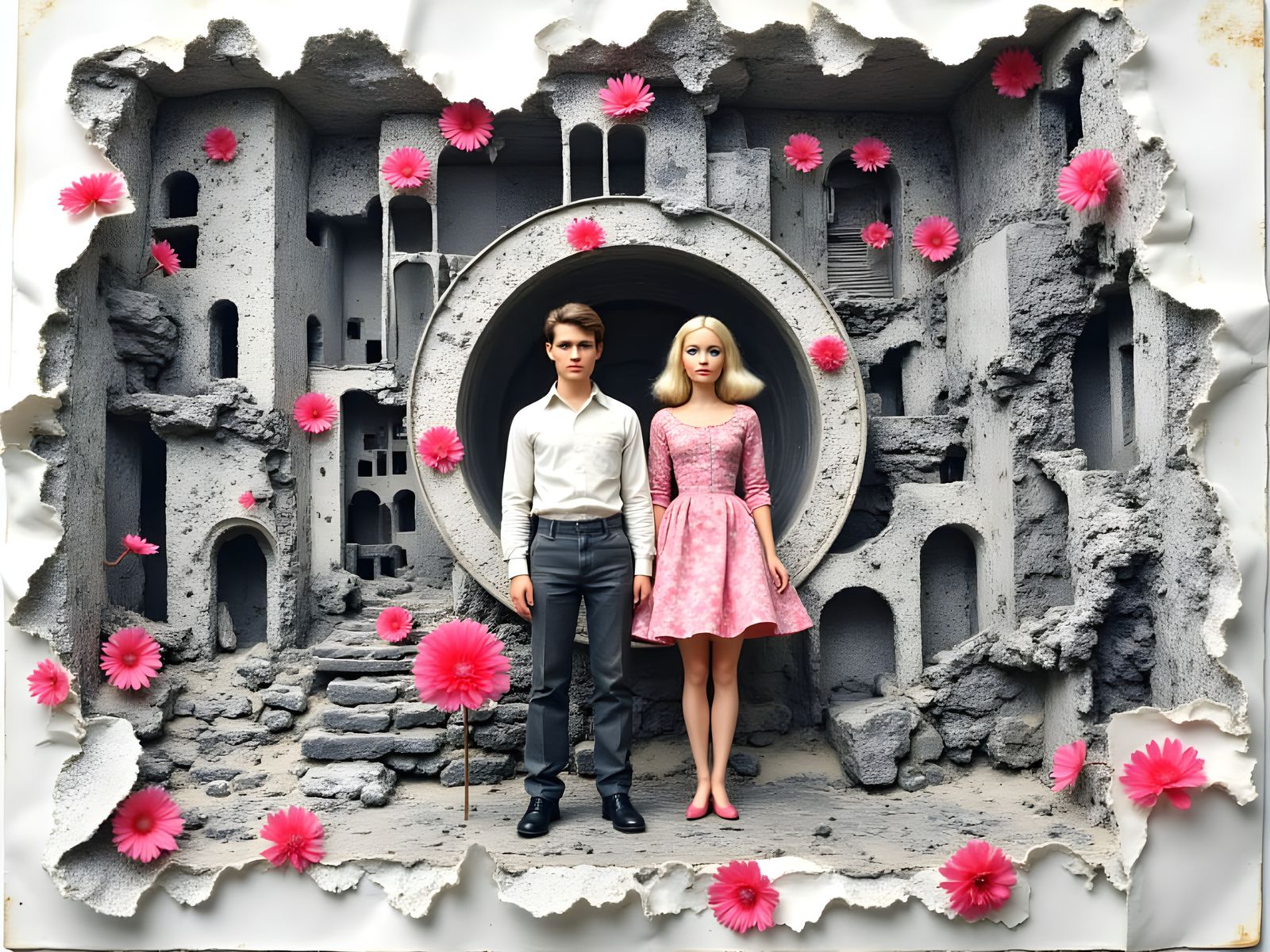 Barbie and Ken in Surreal Origami Pop Art