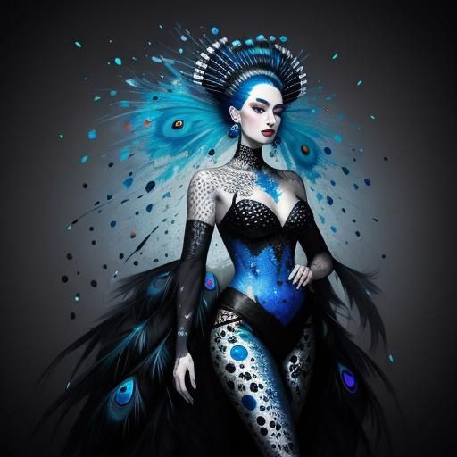 Peacock Woman: Graffiti Art with Polychromatic Colors