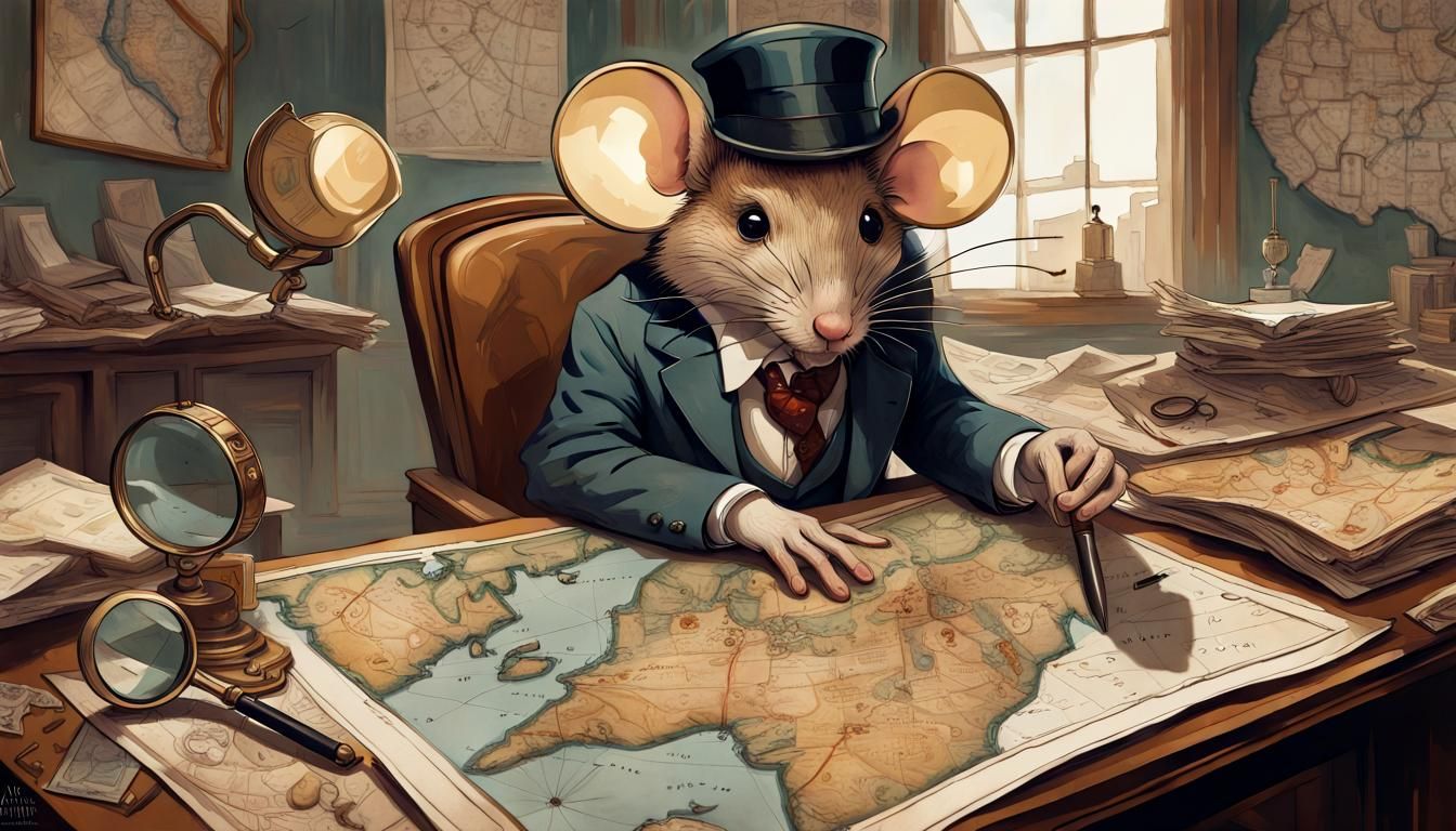 Detective Mouse Portrait in Classical Painting Style