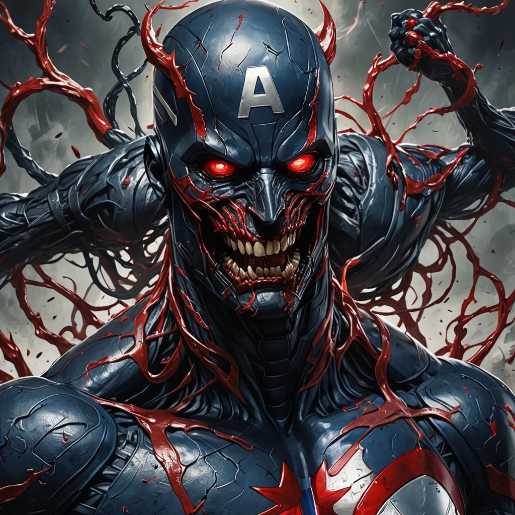 Corrupted Captain America with Red Symbiote, Matte Painting