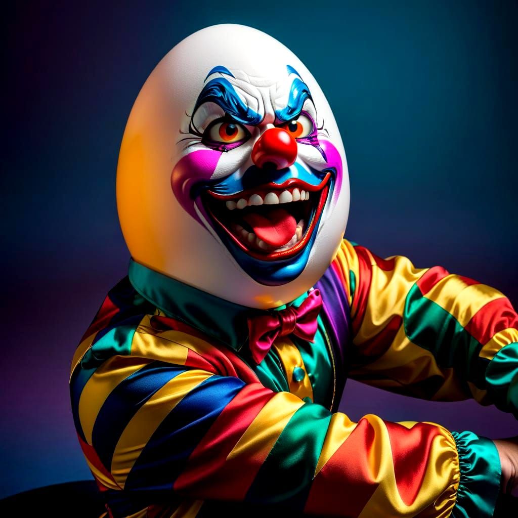 Angry Egg Clown in Psychedelic Circus