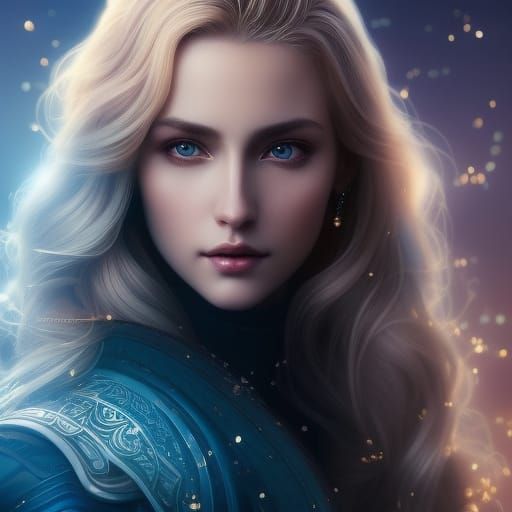 Smiling Blonde Woman Portrait in Art Nouveau Style