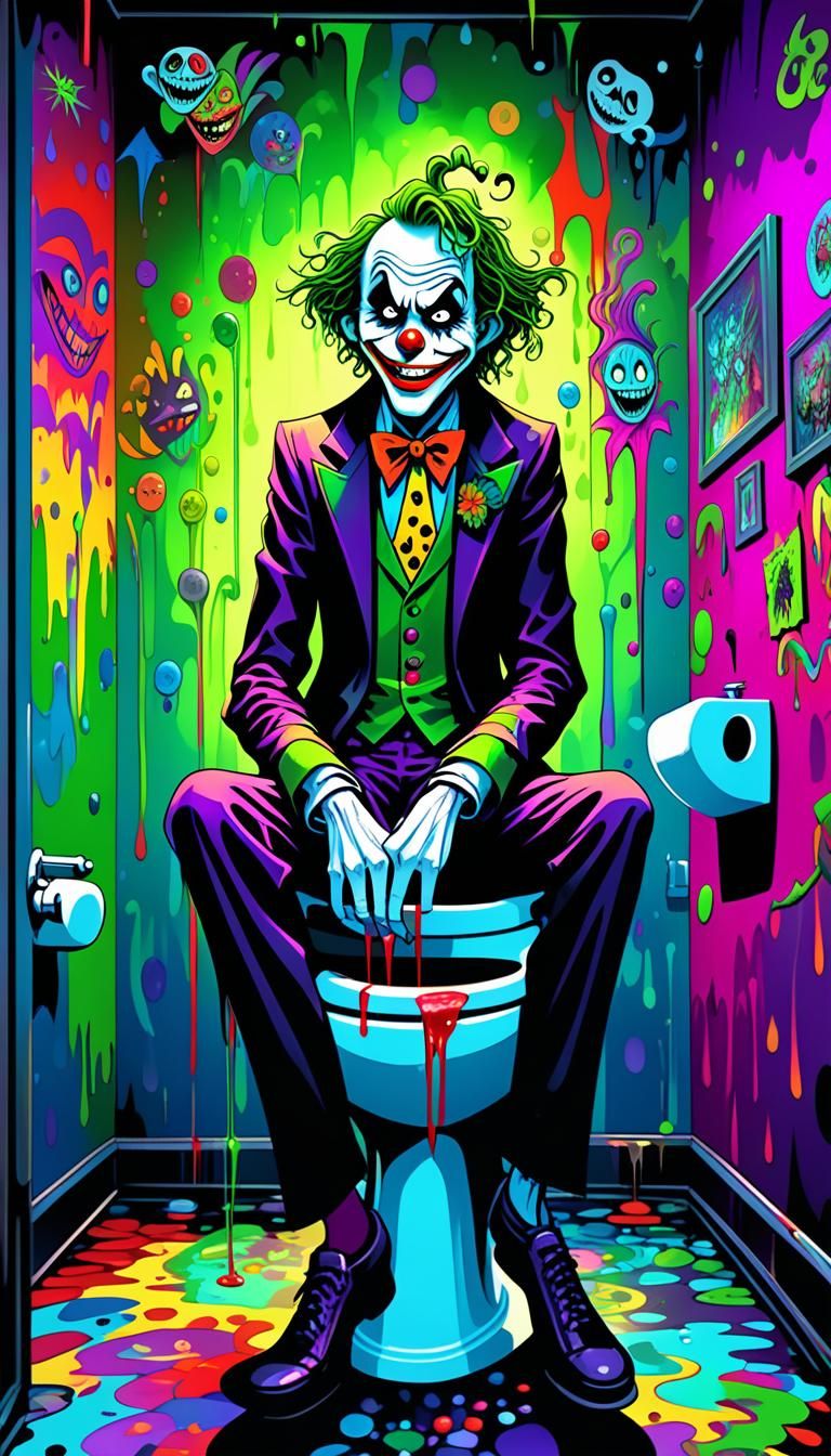 Angry Joker on Toilet: Ayahuasca Psychedelic Art