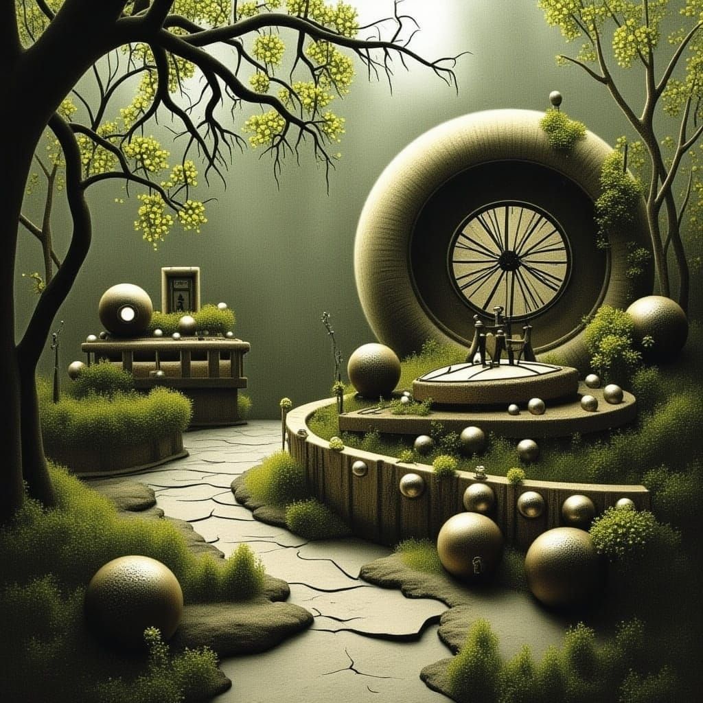 Surreal Planet Garden with Bioluminescent Flora