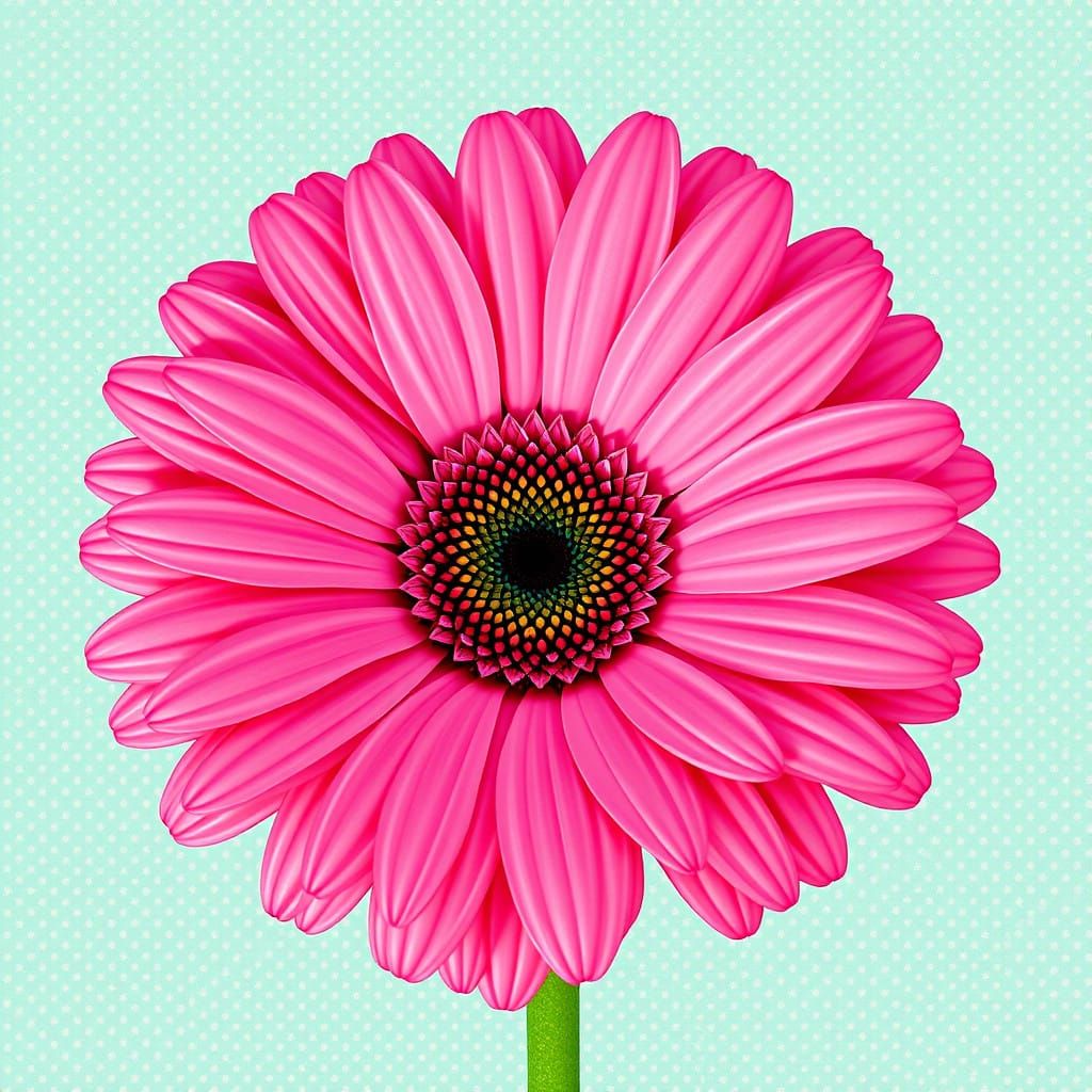 Vibrant Pink Gerbera Blooms Amidst Light Mint Polka Dots in ...