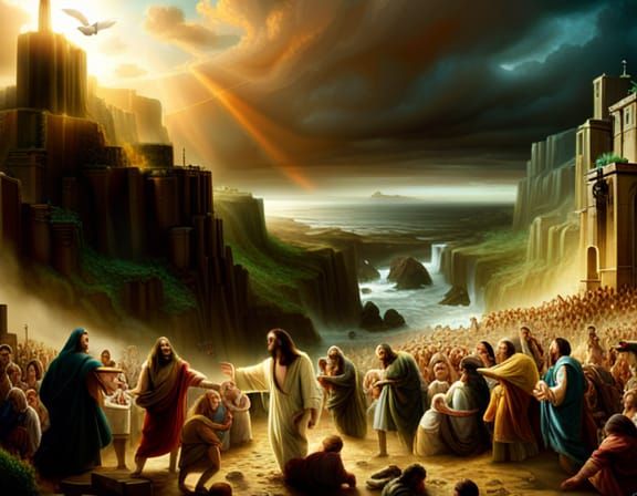 Jesus Feeds the Multitude: A Digital Painting