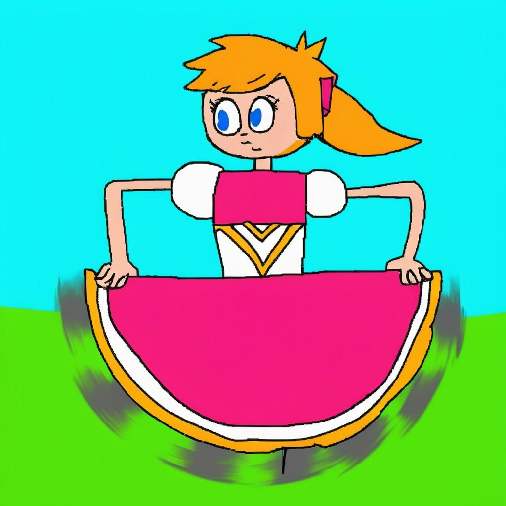 Anime-Style Woman Running in Pink Princess Dress