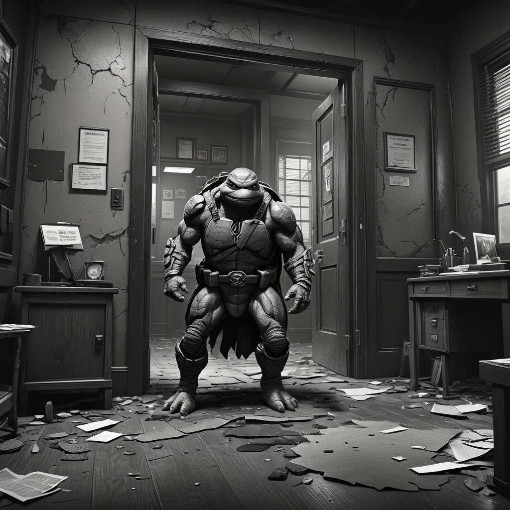 Ninja Turtle Noir: Waiting in a Film Noir Office
