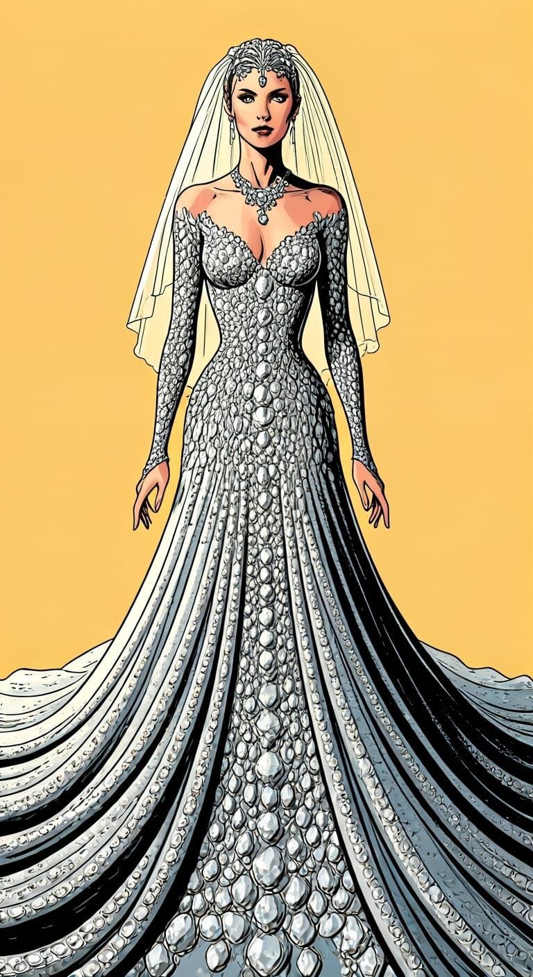 Futuristic Bride in Diamond Stained Glass Gown