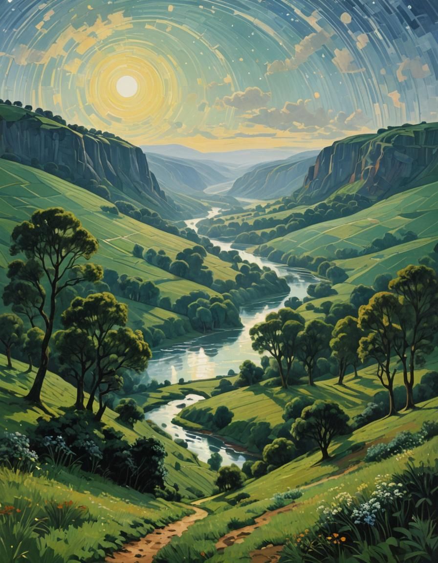 Alderaan Scene in Impressionistic Tape Art Style