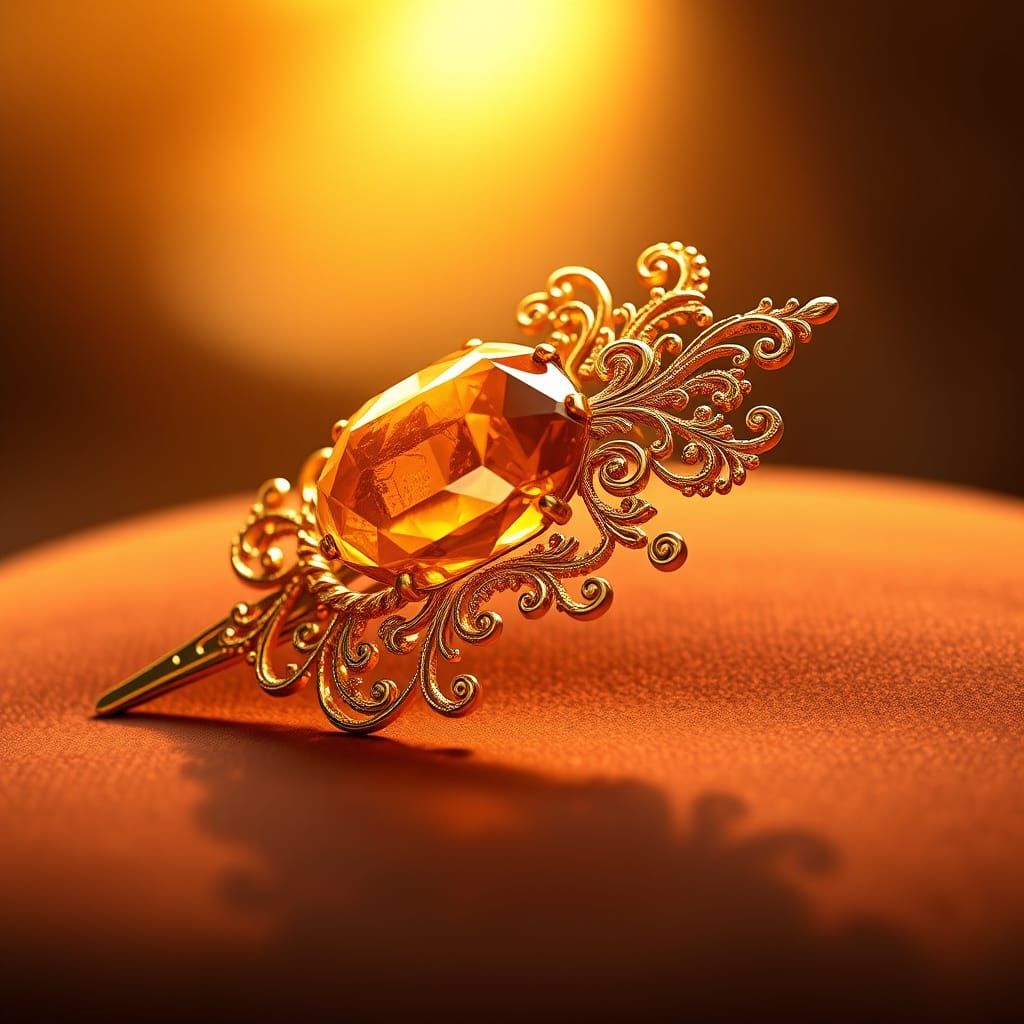 Luxurious Amber Hairpin in Golden Light