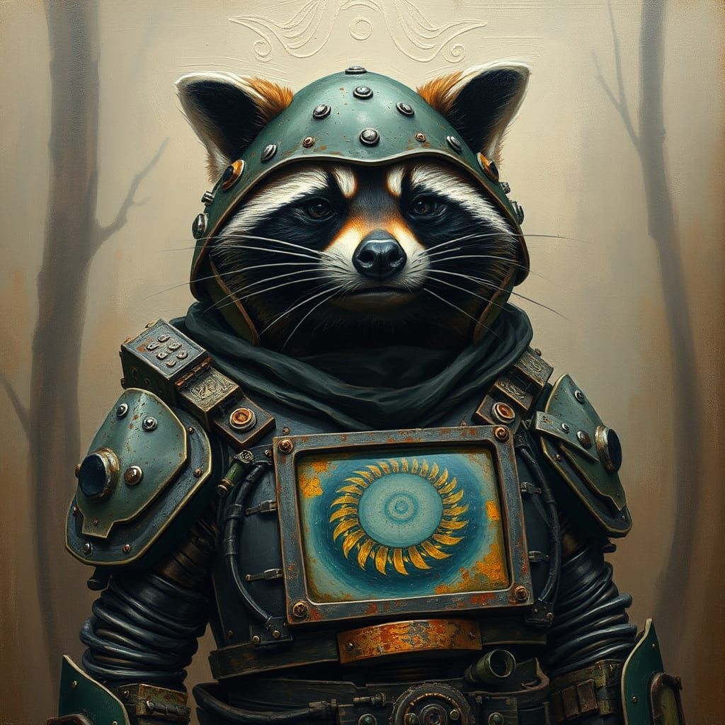 anthropomorphic raccoon figure