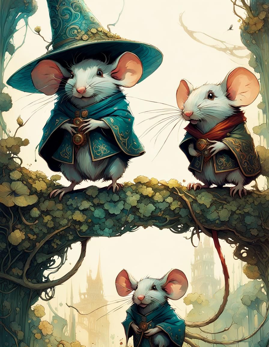 Wizard Mice Digital Painting with Intricate Details