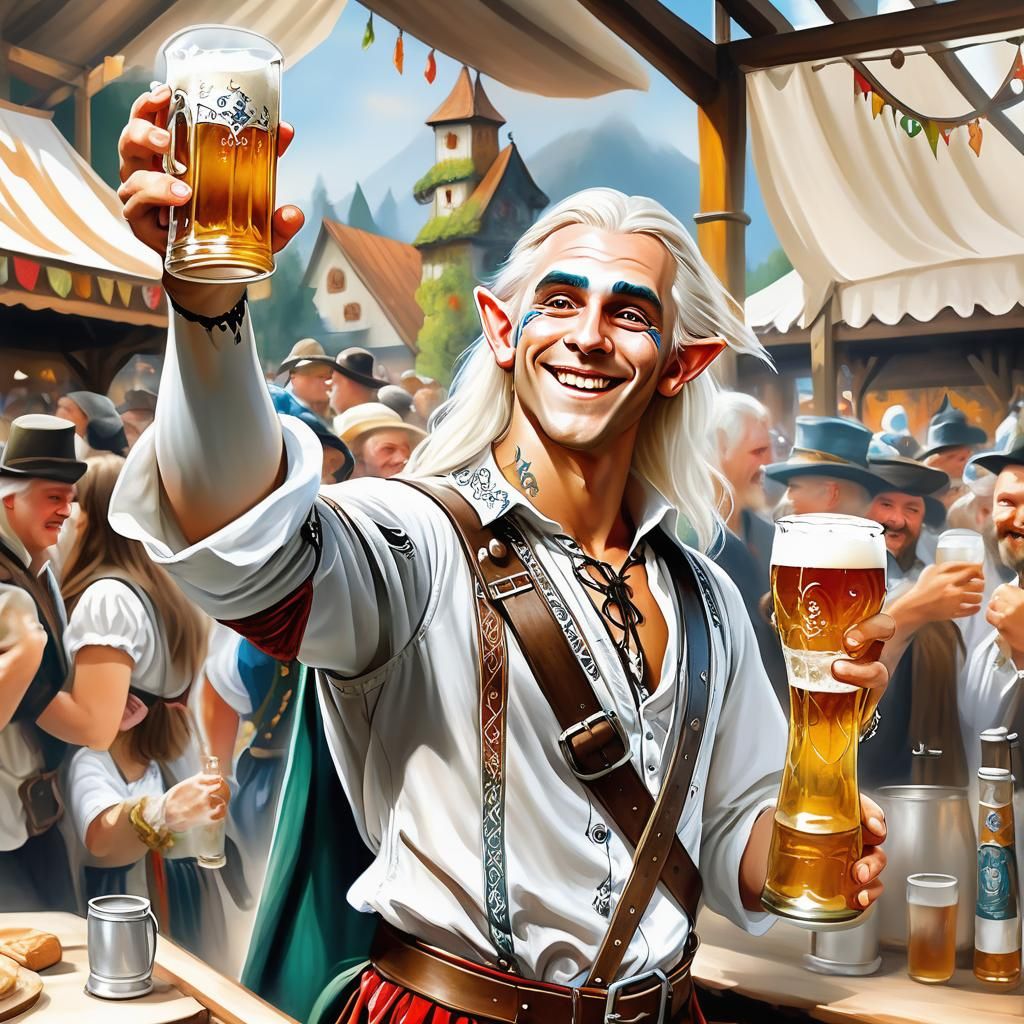 Elf Celebrates Oktoberfest in Pre-Raphaelite Style