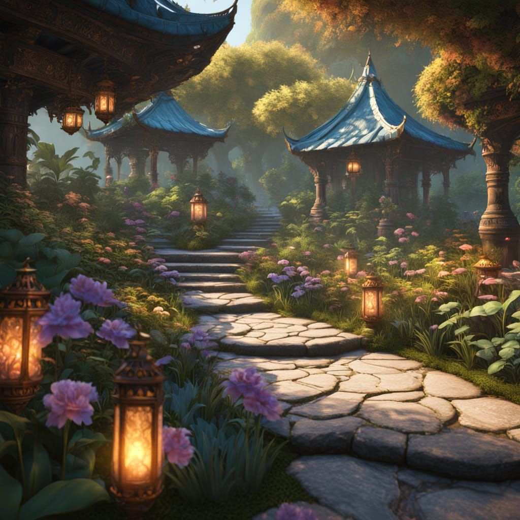 Serene Oasis in Vibrant Water Garden Concept Art