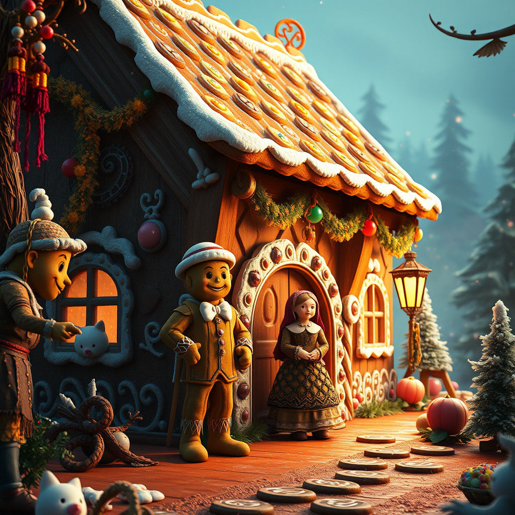 Gingerbread Couple in Fantastical Gingerbread Land