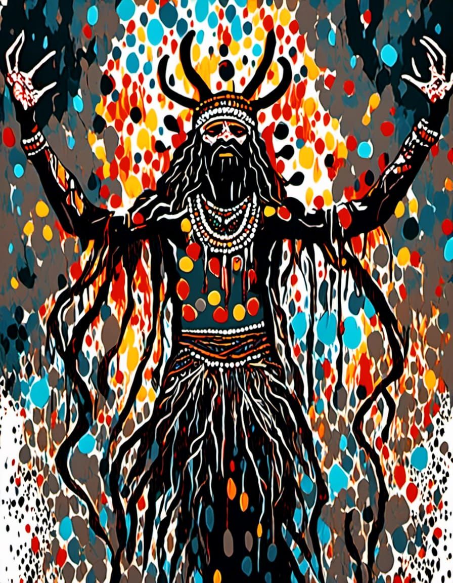 Aboriginal Deity with Long Arms in Hyperrealistic Style