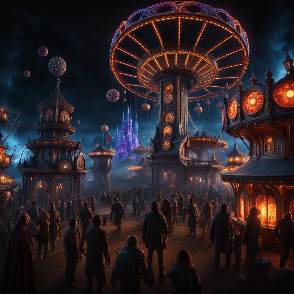 Horror Theme Park with Ghosts and Zombies