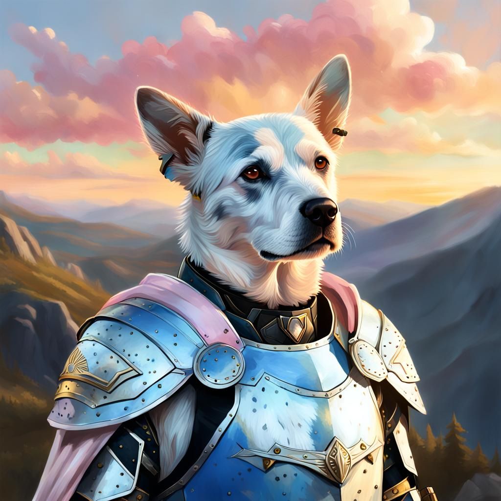 Paladin on Mountain Top with Transgender Flag