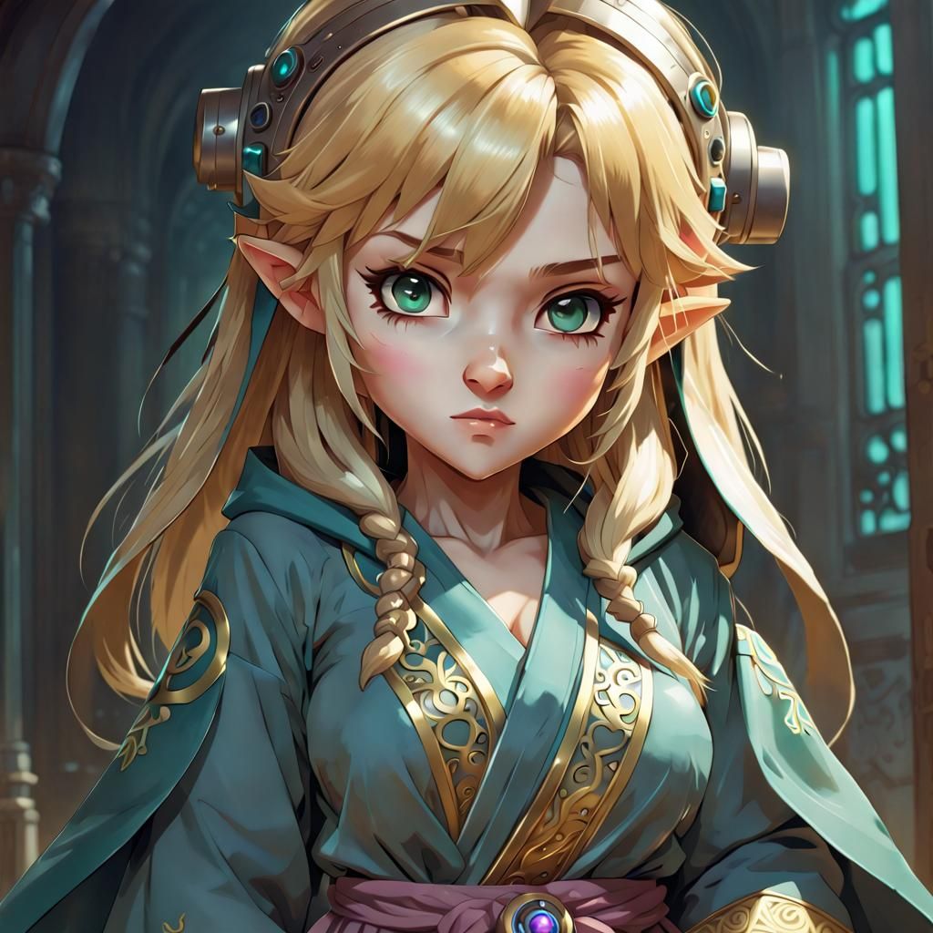 Biopunk Zelda in Manga Style Illustration