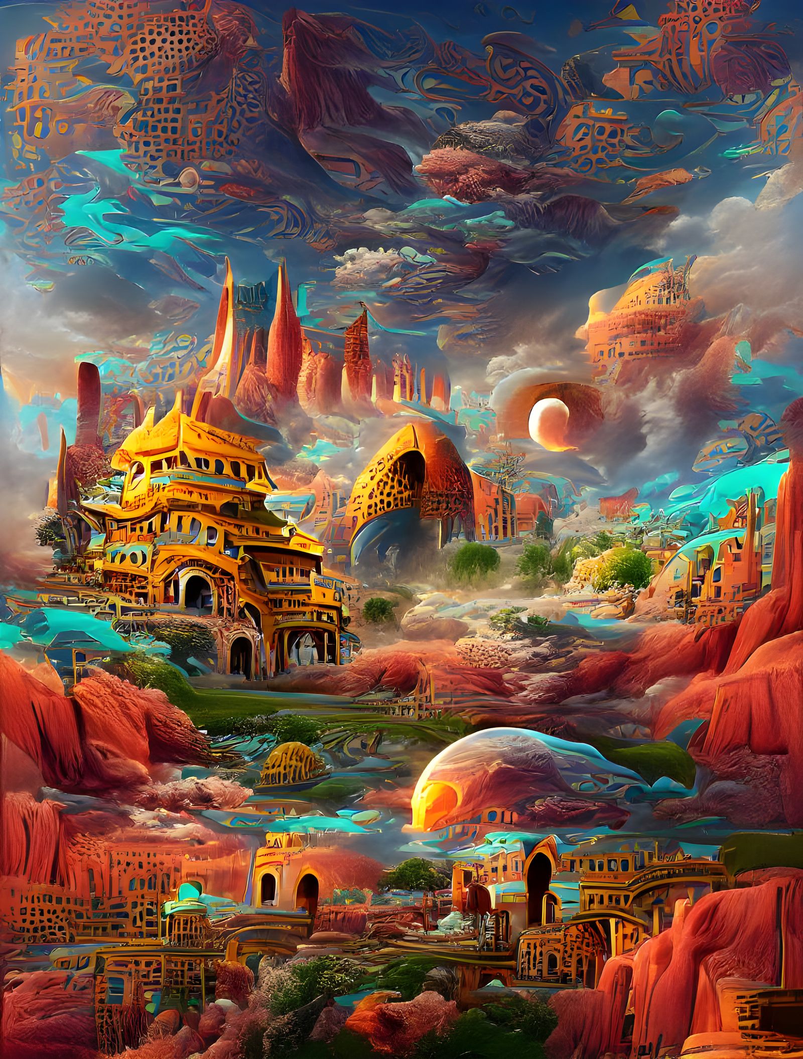 Modern City Meets Ancient Ruins in Sci-Fi Fantasy