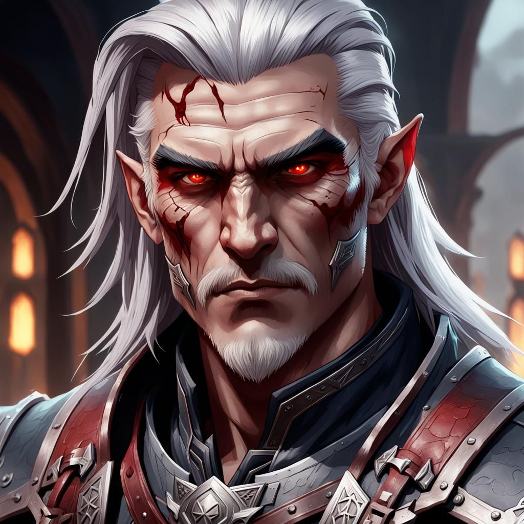 Dark Elf Blood Hunter Portrait in 8K