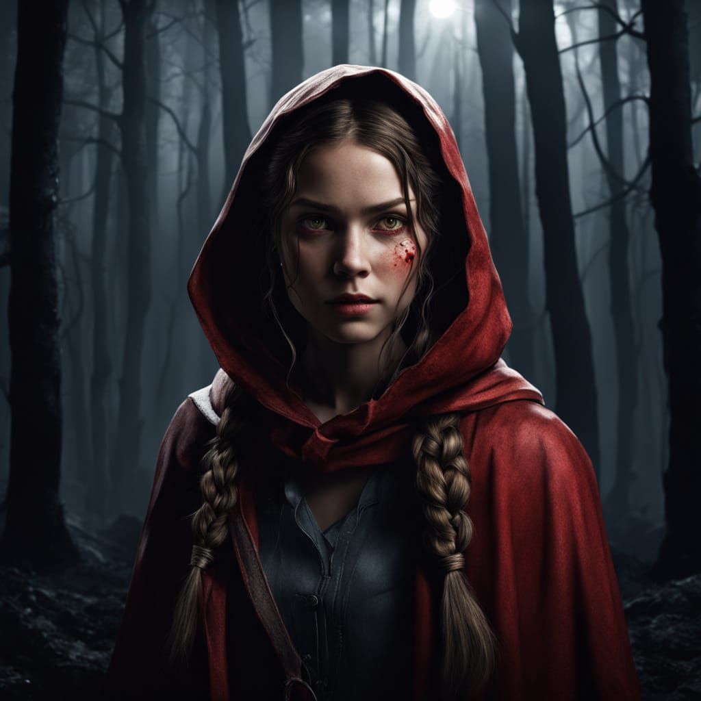 Little Red Riding Hood Crime Scene: Dark Fantasy Art