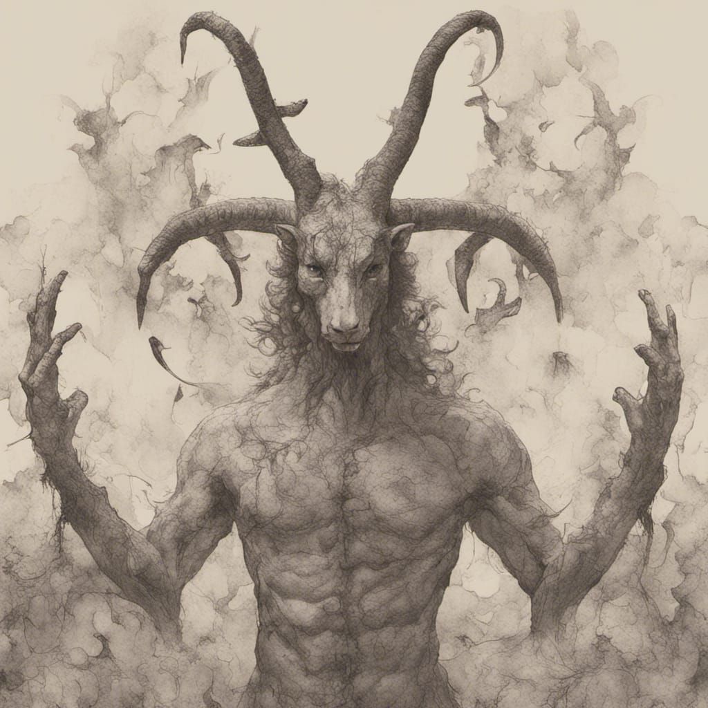 Baphomet in Sepia: A 1900s Style Photograph