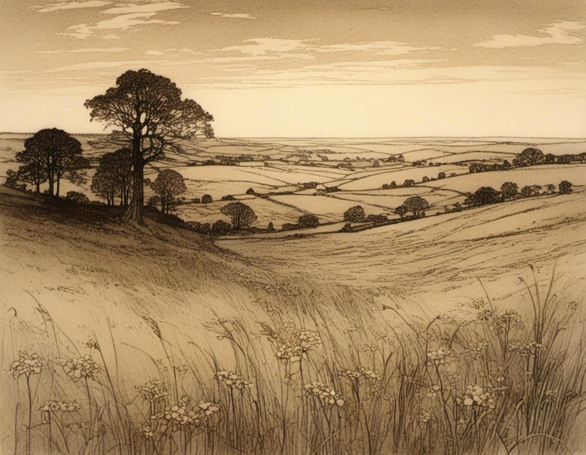 Whimsical Fantasy Landscape with Ancient Trees