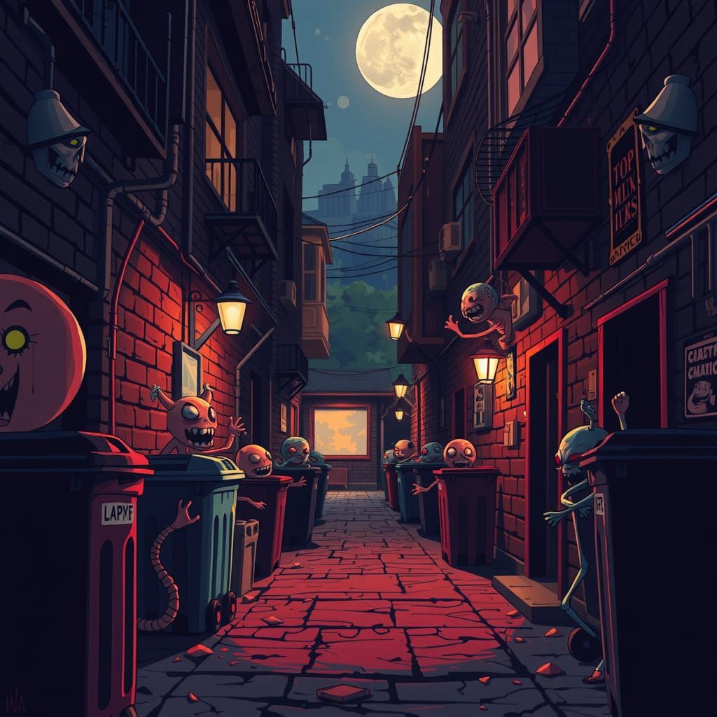 Eerie Alley Hide and Seek in 8-bit Pixel Art