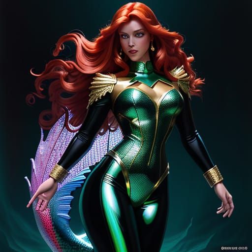 Sensual Mermaid Dominates Glowing Ocean in Baroque Fantasy A...