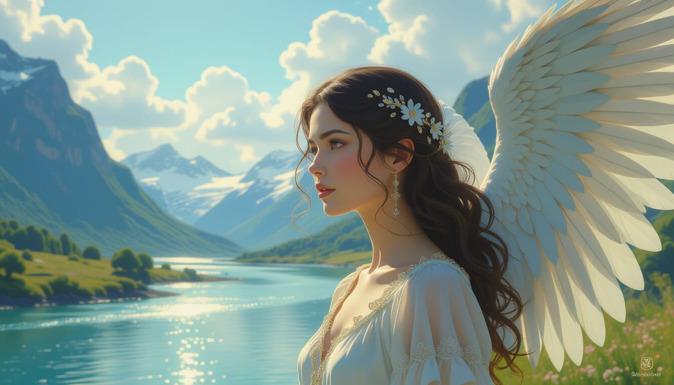 Sacred Angel Formed From River Landscape