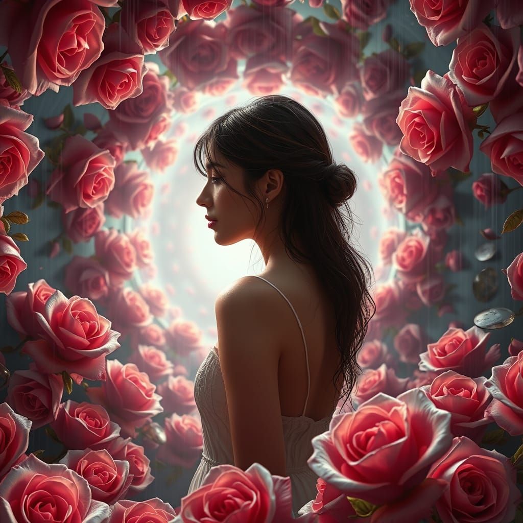 Fractals of Roses in Infinite Loop, Optical Illusion of Ligh...